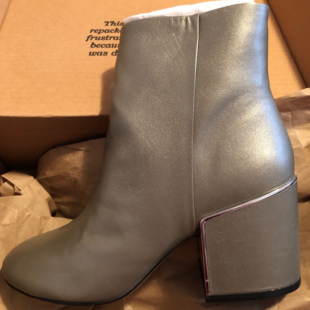 Silver grey leather boots. Never worn!